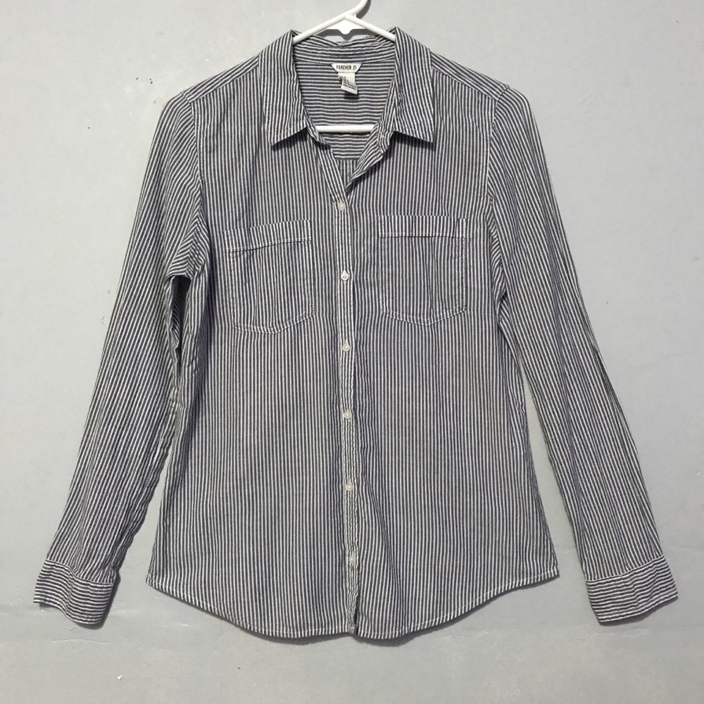 Striped long sleeve button-down shirt